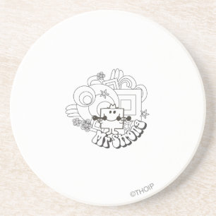 Mr. Strong Black & White Stars & Flowers Coaster