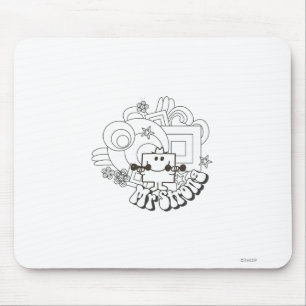 Mr. Strong   Black & White Stars & Flowers Mouse Pad