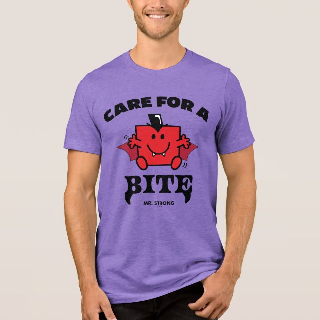 Mr. Strong Care For A Bite Halloween Tri-Blend Shirt (Front)