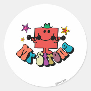 Mr. Strong   Colourful Lettering & Stars Classic Round Sticker
