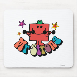 Mr. Strong Colourful Lettering & Stars Mouse Pad