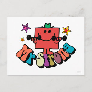 Mr. Strong Colourful Lettering & Stars Postcard