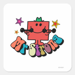 Mr. Strong   Colourful Lettering & Stars Square Sticker