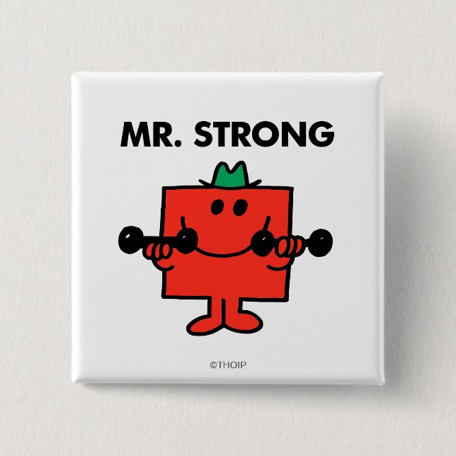 Mr. Strong | Lifting Weights 2 Inch Square Button (Front)
