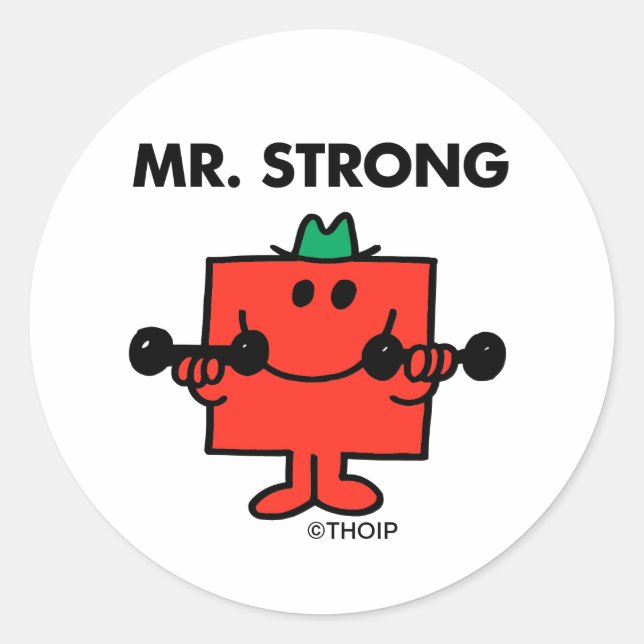 Mr. Strong | Lifting Weights Classic Round Sticker (Front)