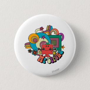 Mr. Strong Psychedelic Swirls, Stars, & Flowers 2 Inch Round Button