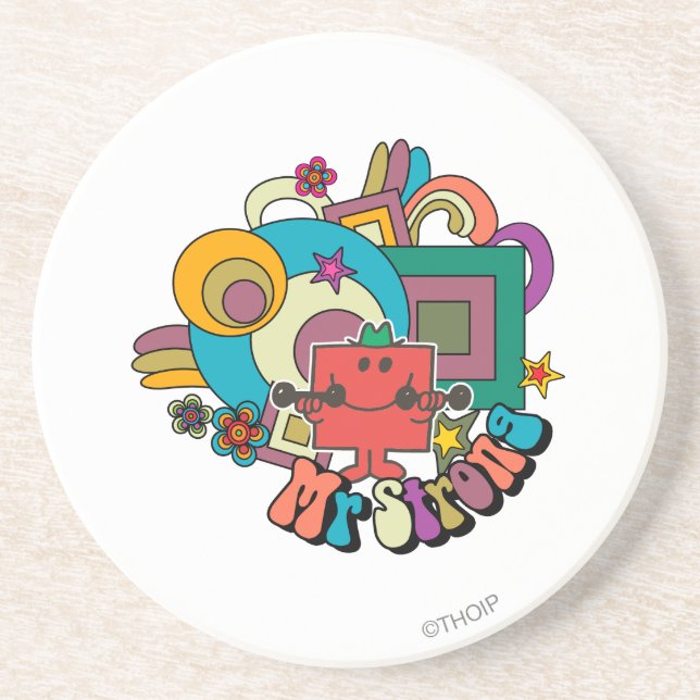 Mr. Strong | Psychedelic Swirls, Stars, & Flowers Coaster (Front)