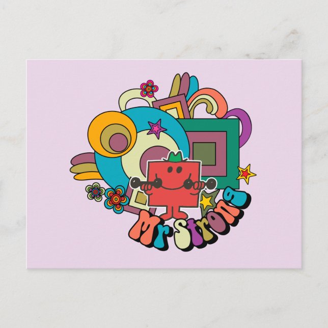 Mr. Strong | Psychedelic Swirls, Stars, & Flowers Postcard (Front)