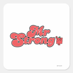 Mr. Strong Red Lettering Square Sticker