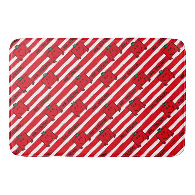 Mr Strong | Red Stripes Pattern Bath Mat (Front)