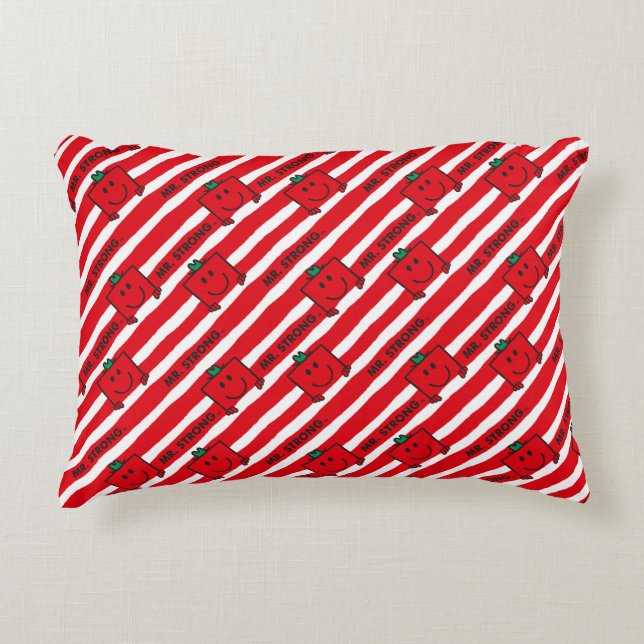 Mr Strong | Red Stripes Pattern Decorative Pillow (Front)