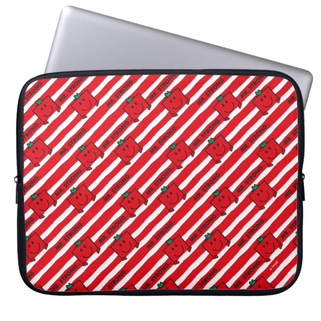 Mr Strong | Red Stripes Pattern Laptop Sleeve (Front)