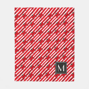 Mr Strong   Red Stripes Pattern   Monogram Fleece Blanket