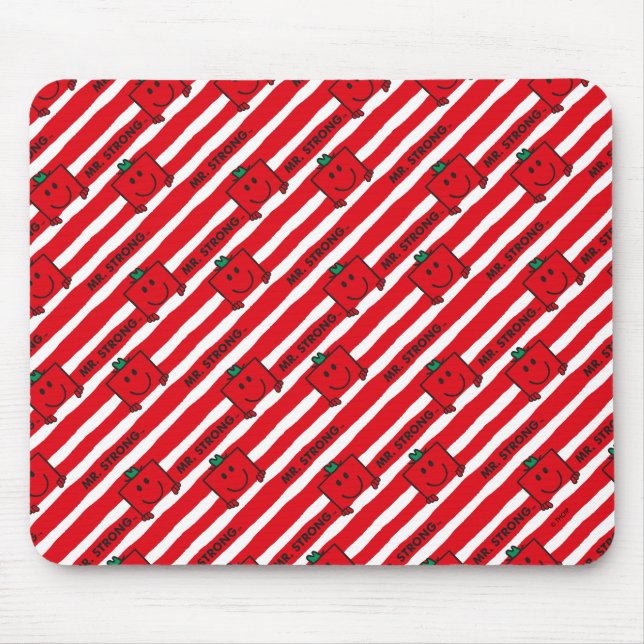 Mr Strong | Red Stripes Pattern Mouse Pad (Front)