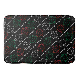 Mr Strong Red, White & Green Pattern Bath Mat