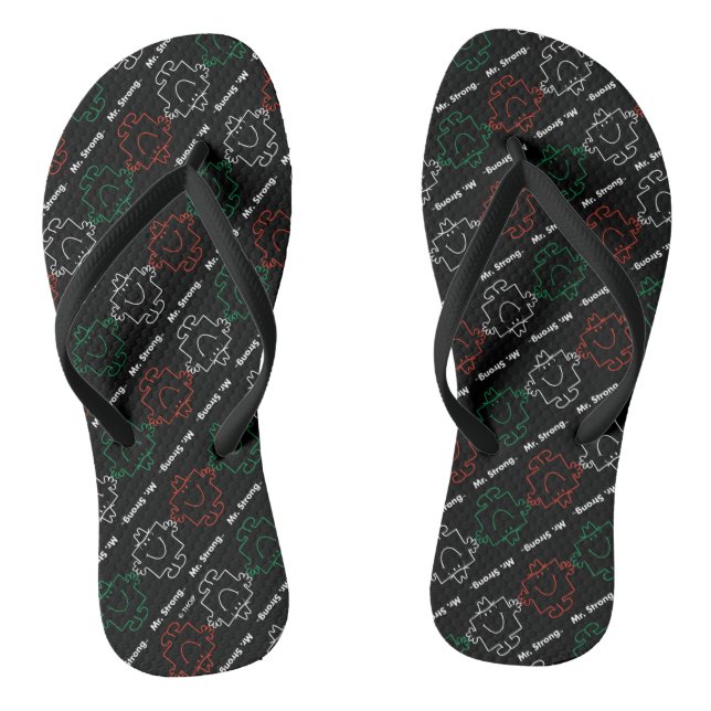 Mr Strong | Red, White & Green Pattern Flip Flops (Footbed)