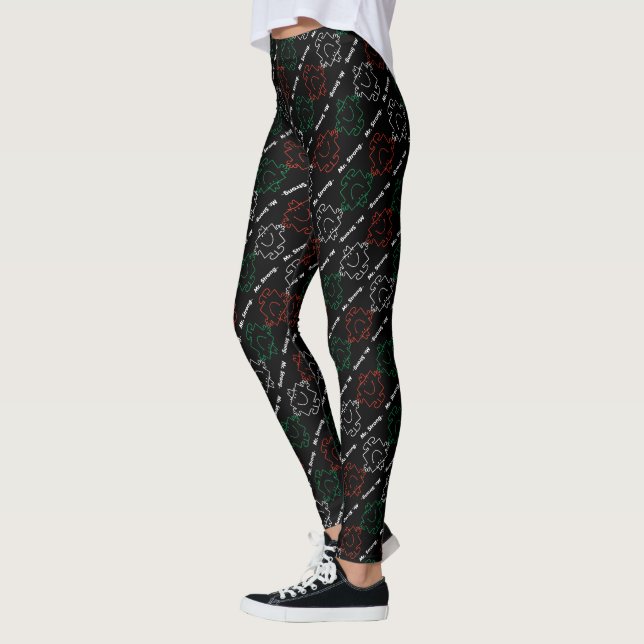 Mr Strong | Red, White & Green Pattern Leggings (Left)