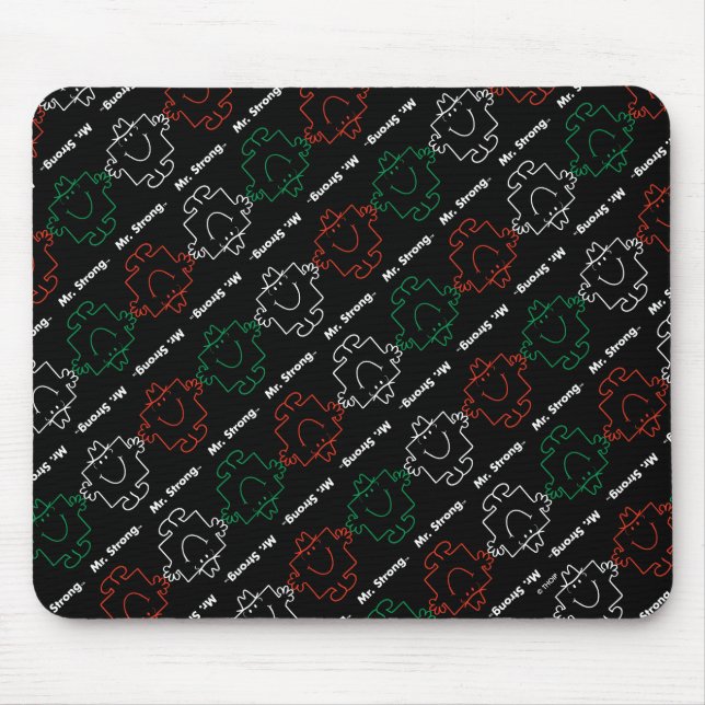 Mr Strong | Red, White & Green Pattern Mouse Pad (Front)