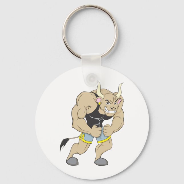 Mr Strong Shirt | Cute Muscular Mr Strong Ox Shirt Keychain (Front)