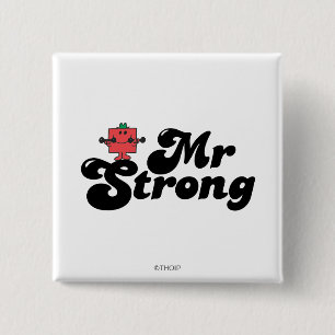 Mr. Strong Weights & Bubble Lettering 2 Inch Square Button