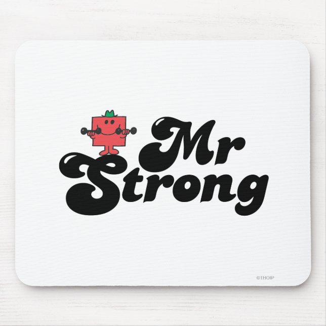 Mr. Strong | Weights & Bubble Lettering Mouse Pad (Front)