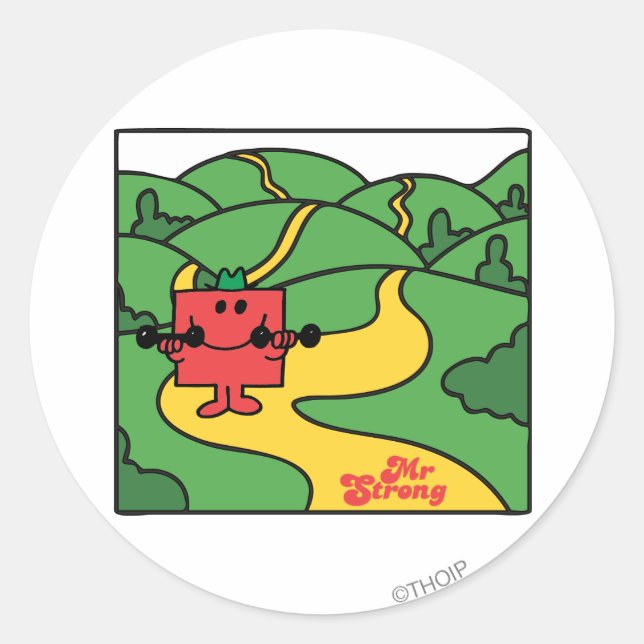 Mr. Strong | Woodland Workout Classic Round Sticker (Front)