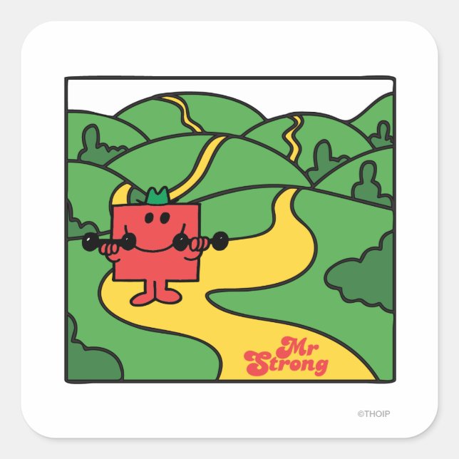 Mr. Strong | Woodland Workout Square Sticker (Front)