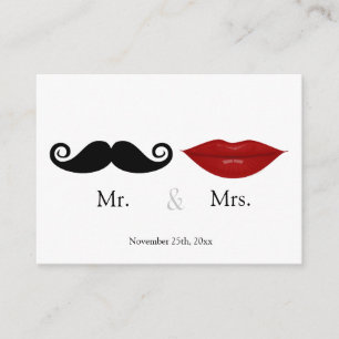 Mr. & the Mrs (Lips and the Stache) Wedding RSVP Enclosure Card