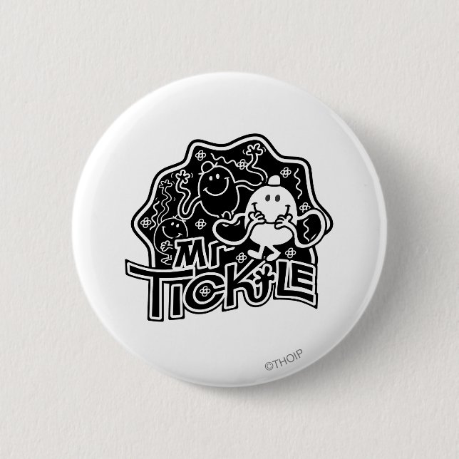 Mr. Tickle | Black & White Fun 2 Inch Round Button (Front)
