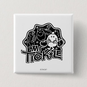 Mr. Tickle   Black & White Fun 2 Inch Square Button