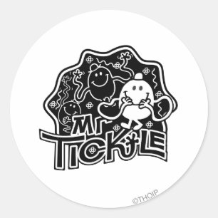Mr. Tickle   Black & White Fun Classic Round Sticker