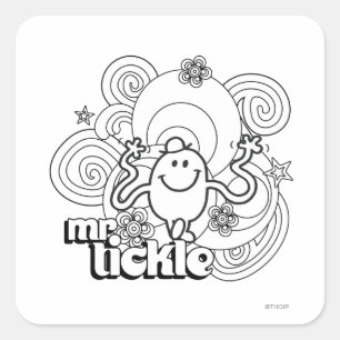 Mr. Tickle   Black & White Swirls & Stars Square Sticker