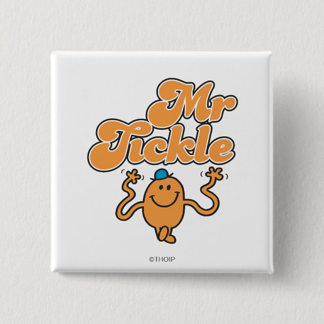 Mr. Tickle | Jiggling Arms 2 Inch Square Button (Front)