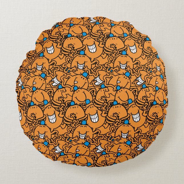 Mr Tickle | Orange Tickle Pattern Round Pillow (Front)