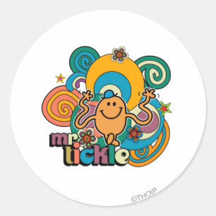 Mr. Tickle   Psychedelic Swirls, Stars, & Flowers Classic Round Sticker