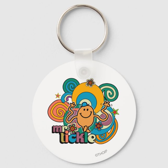Mr. Tickle | Psychedelic Swirls, Stars, & Flowers Keychain (Front)