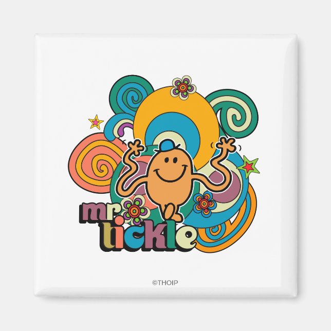 Mr. Tickle | Psychedelic Swirls, Stars, & Flowers Magnet (Front)