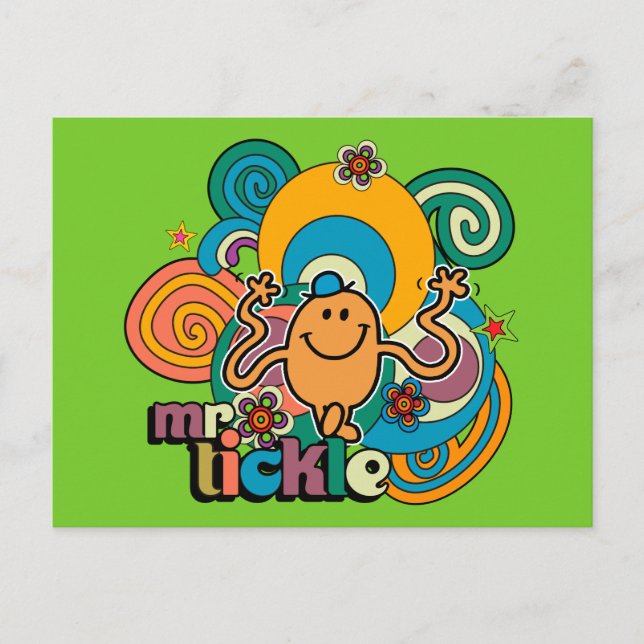 Mr. Tickle | Psychedelic Swirls, Stars, & Flowers Postcard (Front)