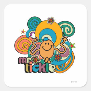 Mr. Tickle   Psychedelic Swirls, Stars, & Flowers Square Sticker