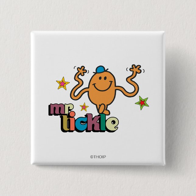 Mr. Tickle | Sparkling Stars 2 Inch Square Button (Front)