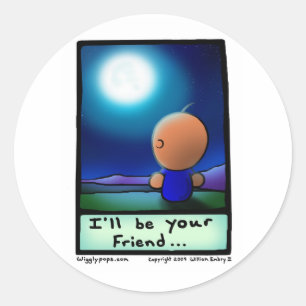Mr. Wigglypops "I'll be your friend" moonlight Classic Round Sticker