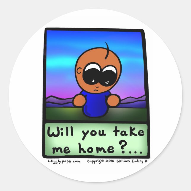Mr. Wigglypops "Will you take me home?" Classic Round Sticker (Front)
