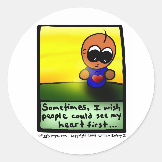 Mr. Wigglypops Wish you could see my heart first Classic Round Sticker (Front)
