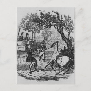 Mr. Winkle and Mr. Pickwick trying to control Postcard