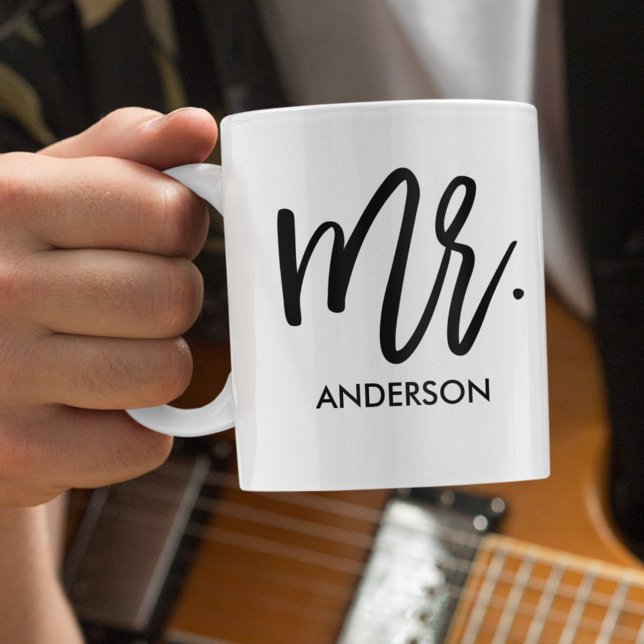 Mr. with Name Modern Script Personalized Coffee Mug (Creator Uploaded)