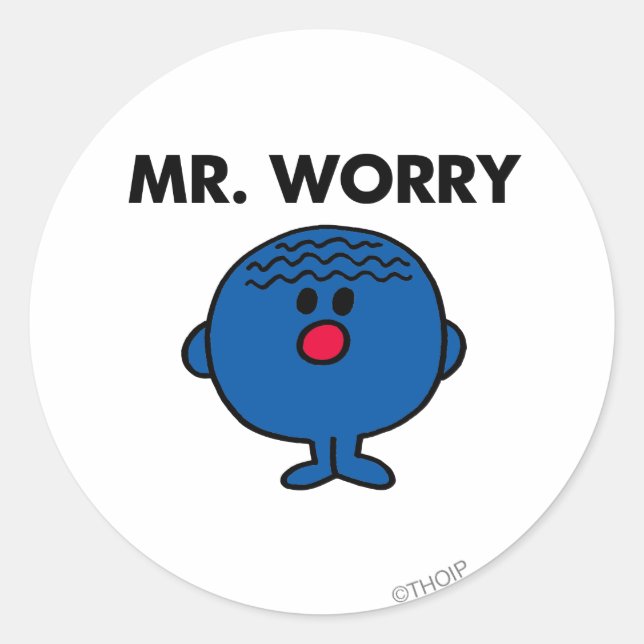 Mr Worry Classic Round Sticker (Front)