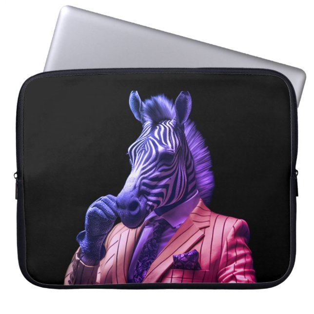 Mr. Zebra on a 15" Neoprene Laptop Electronics Bag (Front)