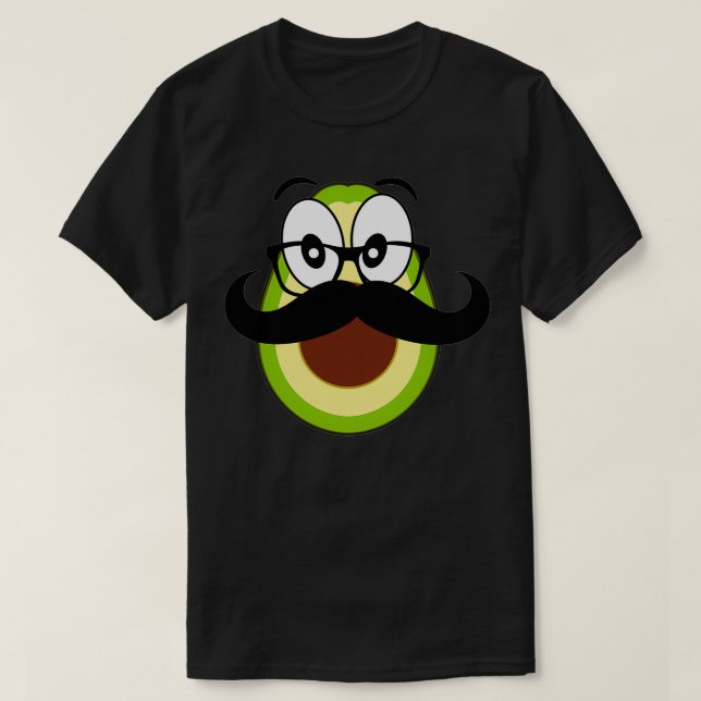 MrAvocado Cute Funny Avacado With Moustache and gl T-Shirt (Design Front)