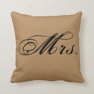 "Mrs." Accent Throw Pillow (Brown)