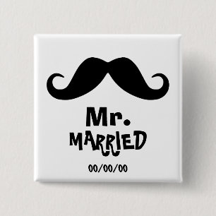 Mrs. and mr., newly weds ,just married,Set x2 2 Inch Square Button